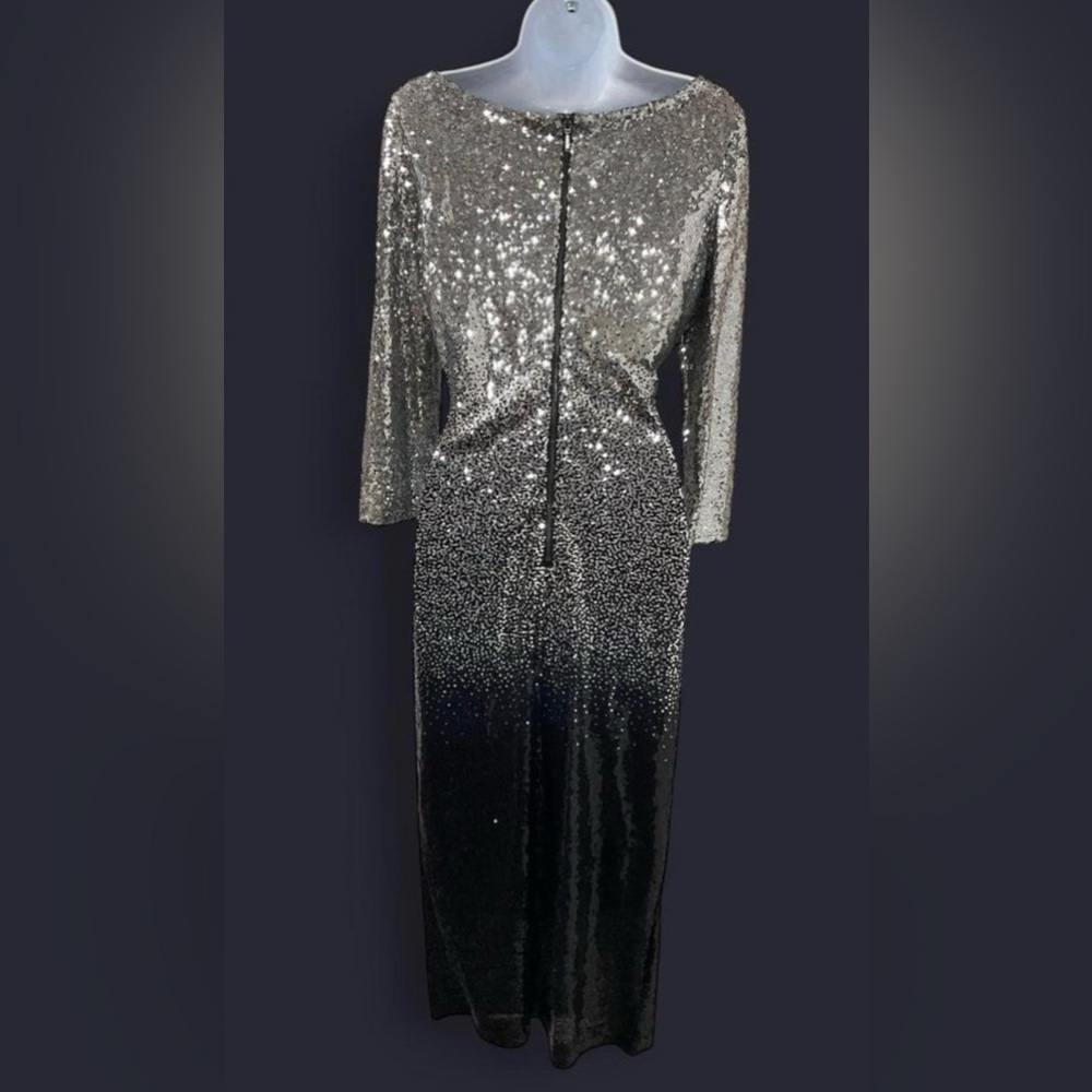 Premier Amour Silver to Black Ombré Sequin Dress - Picture 3 of 8